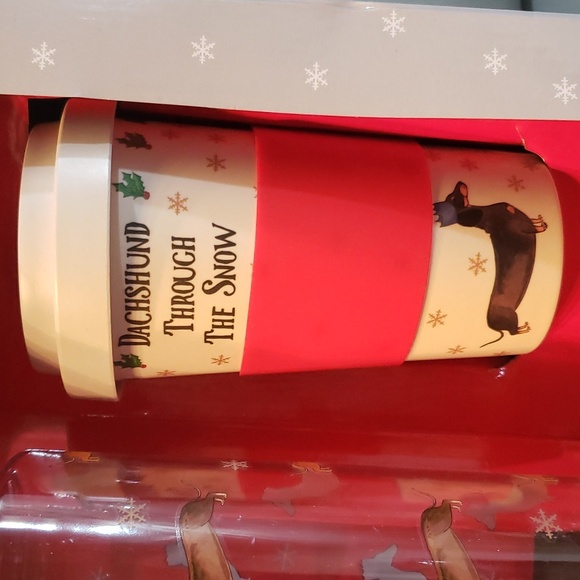 Dachshund water bottle and travel mug hydration gift set NWT - Picture 2 of 5